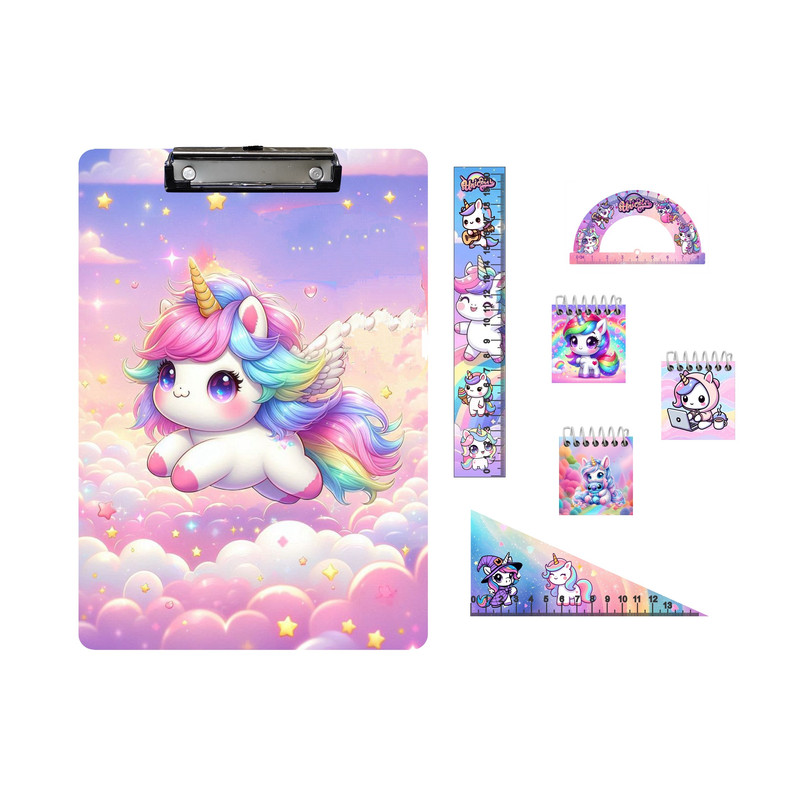 بسته لوازم تحریر مدل تکشاخ یونیکورن کد new1 مجموعه ۷ عددی