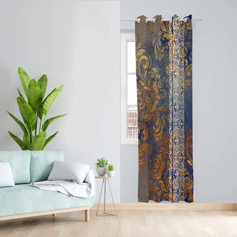 پرده طرح حاشیه دار مدل مخمل پانچی کد 5134R z سایز 140x200 سانتی متر