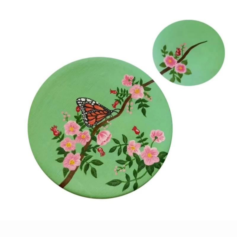 بشقاب دیوارکوب سفالی طرح پروانه مجموعه 2 عددی