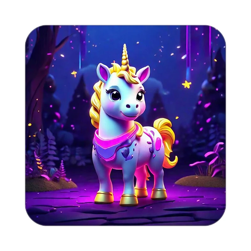 زیر لیوانی کاکتی طرح اسب تک شاخ و یونیکورن مدل mp30678