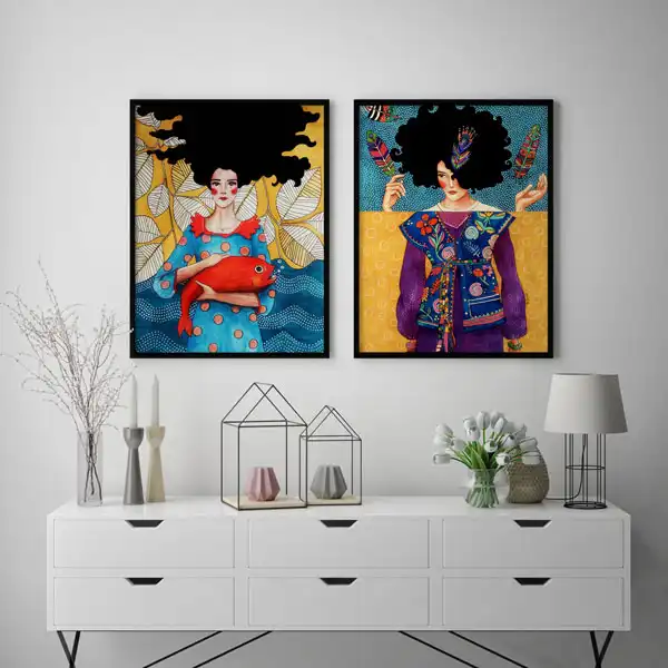 تابلو سالی وود طرح نوازش و تجربه کد T111913 مجموعه 2 عددی