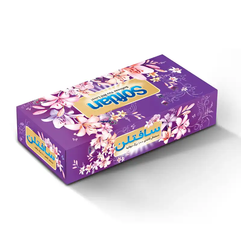 دستمال کاغذی 100 برگ سافتلن مدل فلورا بسته 72 عددی