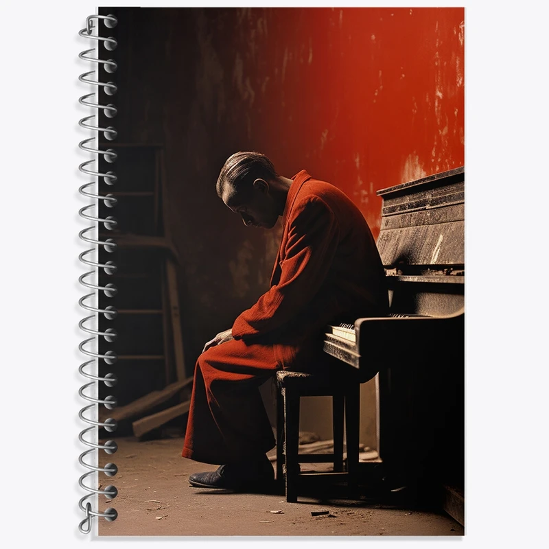 دفتر زبان 50 برگ خندالو مدل سه خط طرح پیانو کد F493