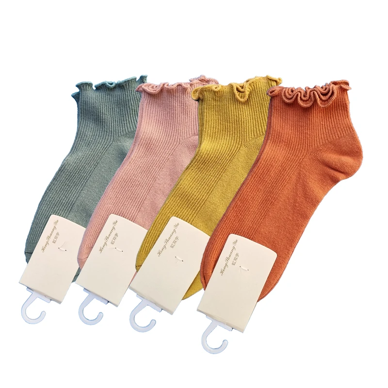 جوراب ساق کوتاه زنانه مدل لب فرفری بسته 4 عددی