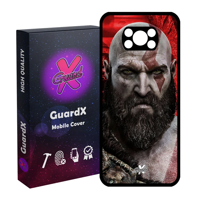 کاور گارد ایکس طرح God of War مدل Glass10035 مناسب برای گوشی موبایل شیائومی Poco X3 Pro
