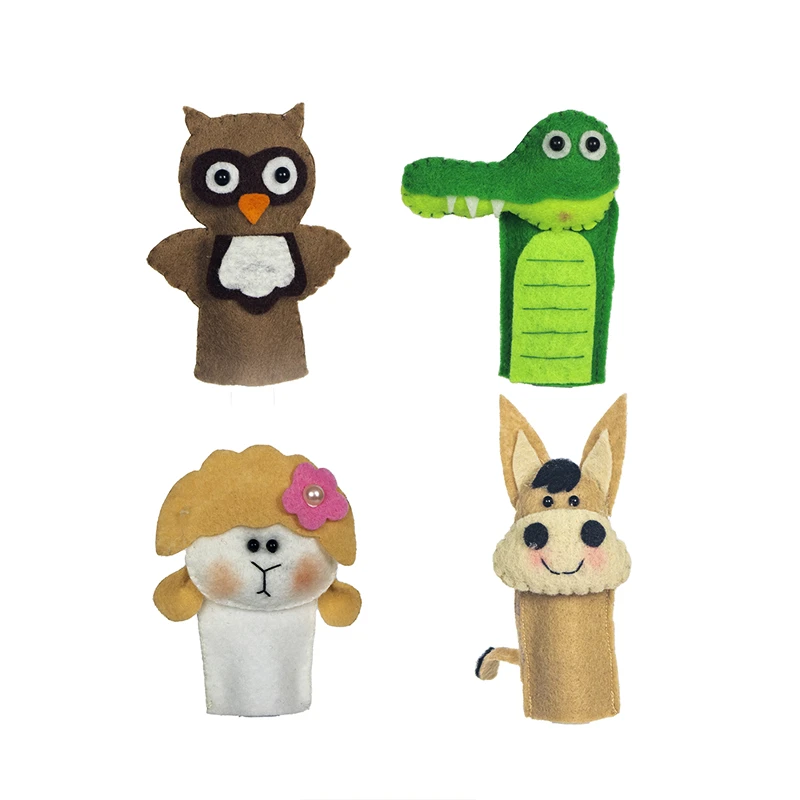 عروسک طرح انگشتی مدل حیوانات ارتفاع 10 سانتی متر بسته 4 عددی