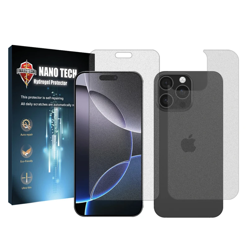 محافظ صفحه نمایش مات نانو تک مدل Tough مناسب برای گوشی موبایل اپل iPhone 16 Pro به همراه محافظ پشت گوشی