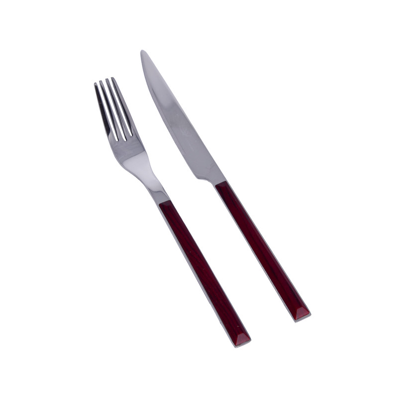 ست کارد و چنگال  12 پارچه سی اند اس طرح چوبی