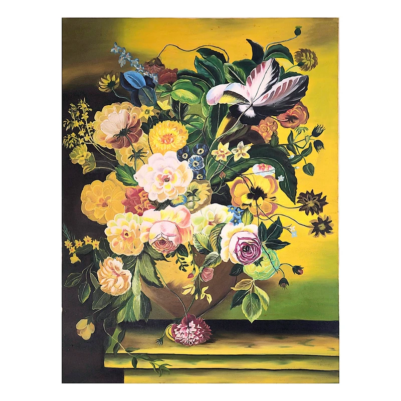 تابلو نقاشی رنگ روغن به سبک رئالیسم طرح گلدان