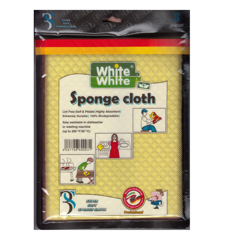دستمال آشپزخانه وایت اند وایت مدل Sponge cloth بسته 3 عددی