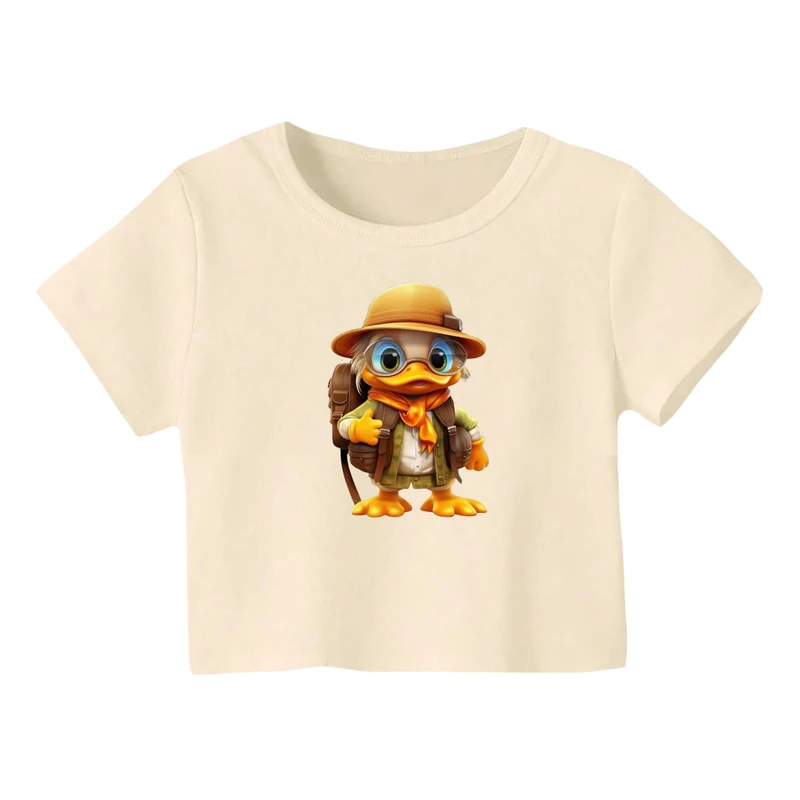 کراپ‌ تی‌شرت آستین کوتاه زنانه مدل اردک کد 1