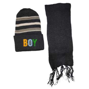 ست کلاه و شال گردن بافتنی پسرانه مدل BOY کد GL018
