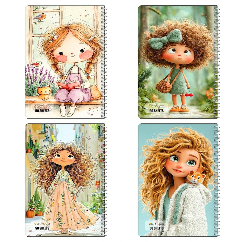 دفتر نقاشي 50 برگ کارنيکا طرح دخترانه فانتزی Girly Fantasy کد 60084 مجموعه 4 عددی