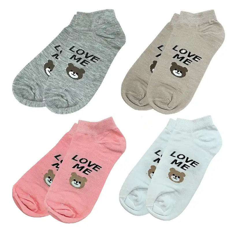 جوراب زنانه تن پوش هنگامه مدل تدی LOVE مجموعه 4 عددی