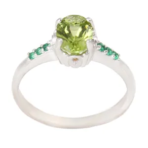 انگشتر نقره زنانه بازرگانی میلادی مدل سنگ زبرجد کد AWR_752