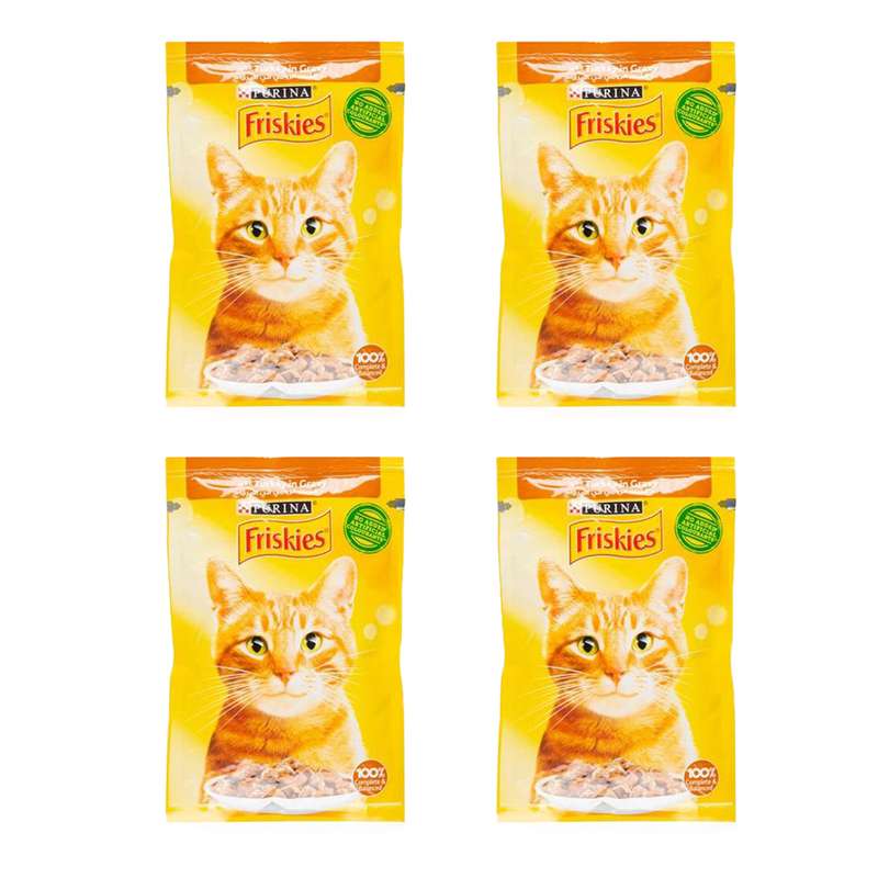 غذای پوچ گربه فریسکیز مدل chicken وزن85 گرم بسته 4 عددی