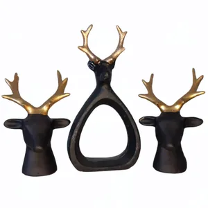 مجسمه طرح گوزن مدل گرافیکی کد gzn1m مجموعه 3 عددی