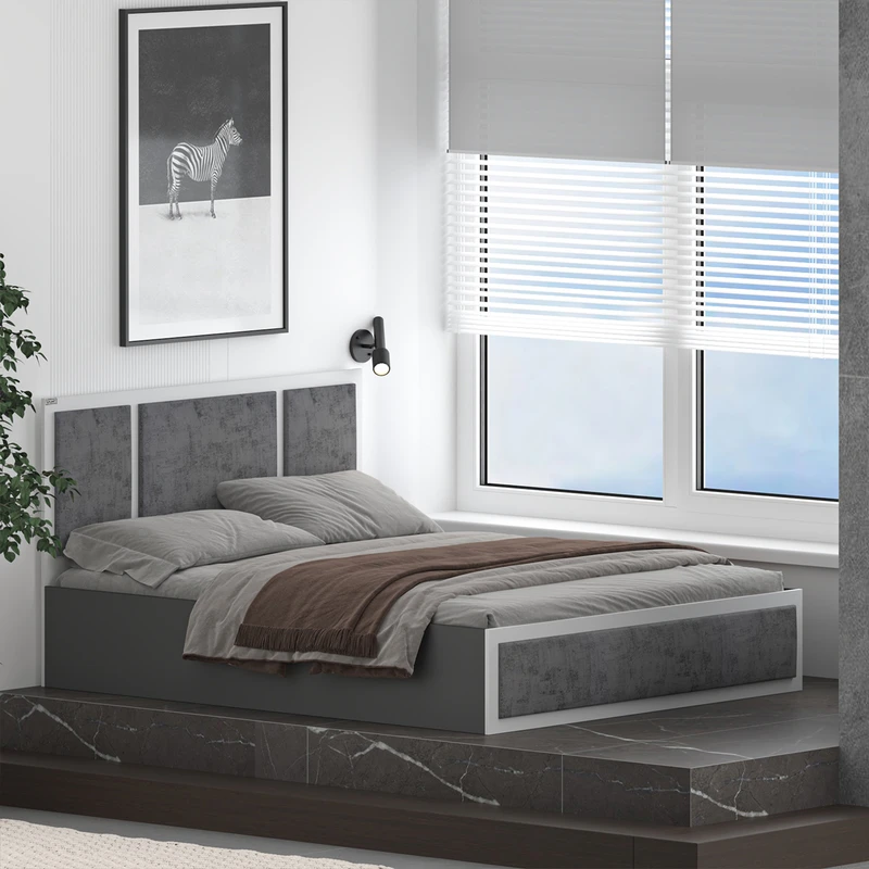 تخت خواب ملامینه دو نفره اعیان مدل FH958 سایز 160x200 سانتی متر