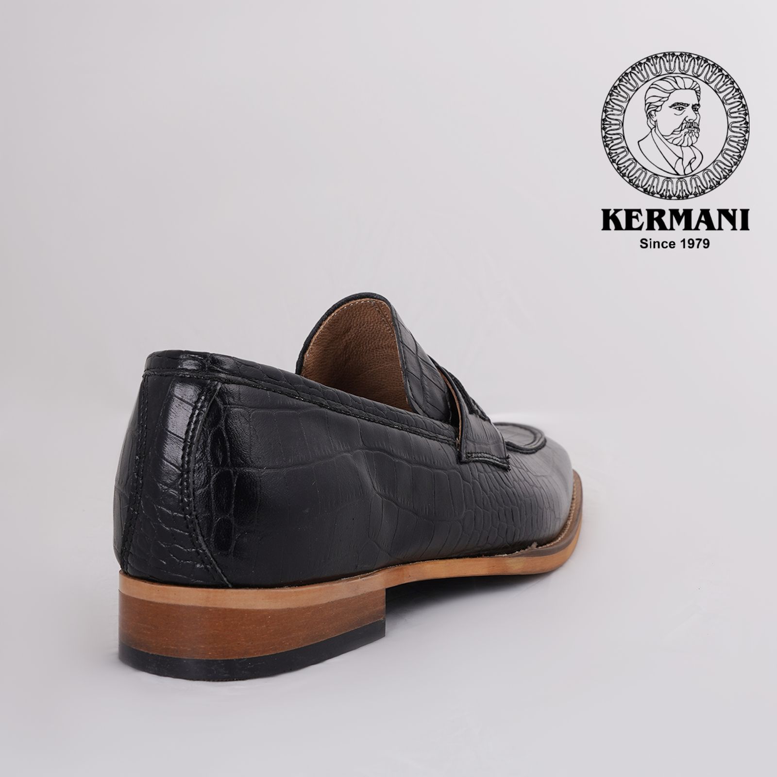 کفش مردانه کرمانی مدل چرم دستدوز طبیعی کروکو کد 1064 رنگ مشکی -  - 6