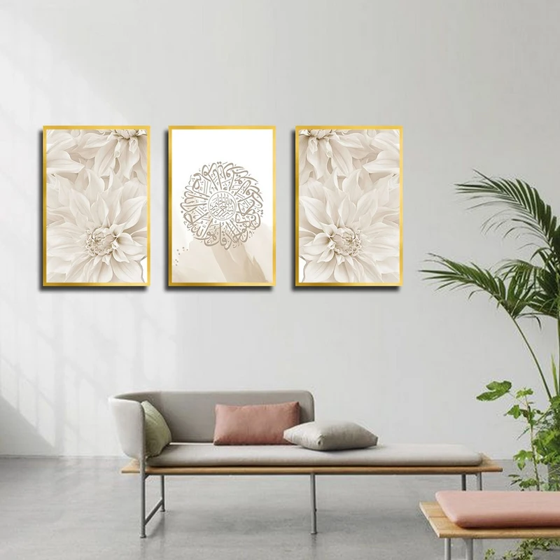 تابلو بکلیت طرح گل رز مدل T-3937 فریم طلایی مجموعه 3 عددی