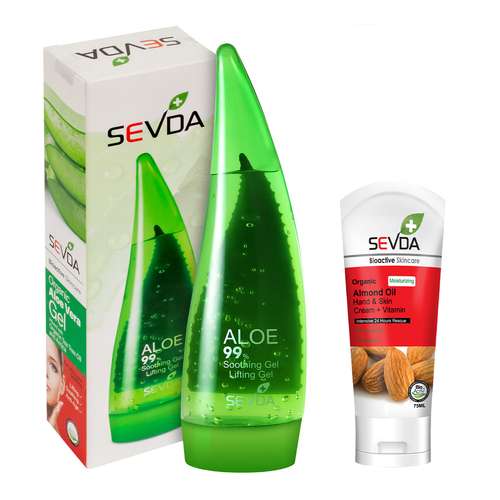 ژل آبرسان سودا مدل لیفتینگ آلوئه ورا حجم 250 میلی لیتر به همراه کرم مرطوب کننده سودا مدل بادام و ویتامینه حجم 75 میلی لیتر