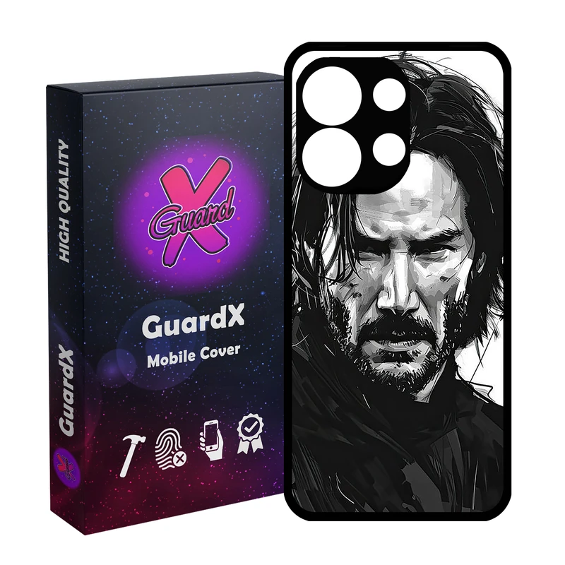 کاور گارد ایکس طرح جان ویک مدل Glass10754 مناسب برای گوشی موبایل شیائومی Redmi Note 13 4G