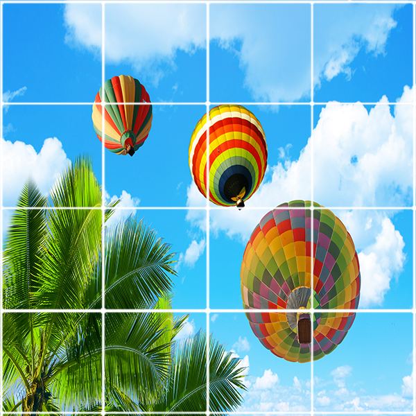 تایل سقفی آسمان مجازی طرح نخل و بالون کد ST 5020-16 سایز 60x60 سانتی متر مجموعه 16عددی