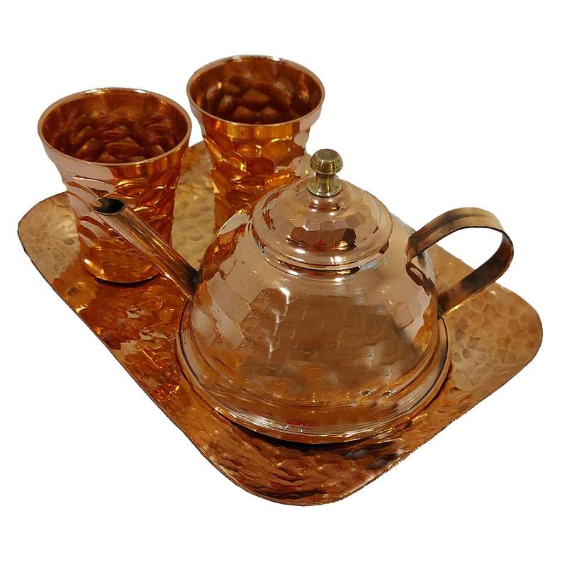 سرویس چای خوری 4 پارچه مسی کد 1458