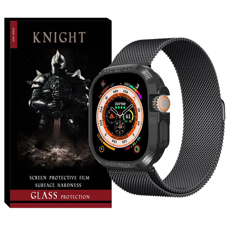 بند نایت مدل Milanese Armor Jelly مناسب برای اپل واچ Ultra 49 میلیمتری به همراه کاور