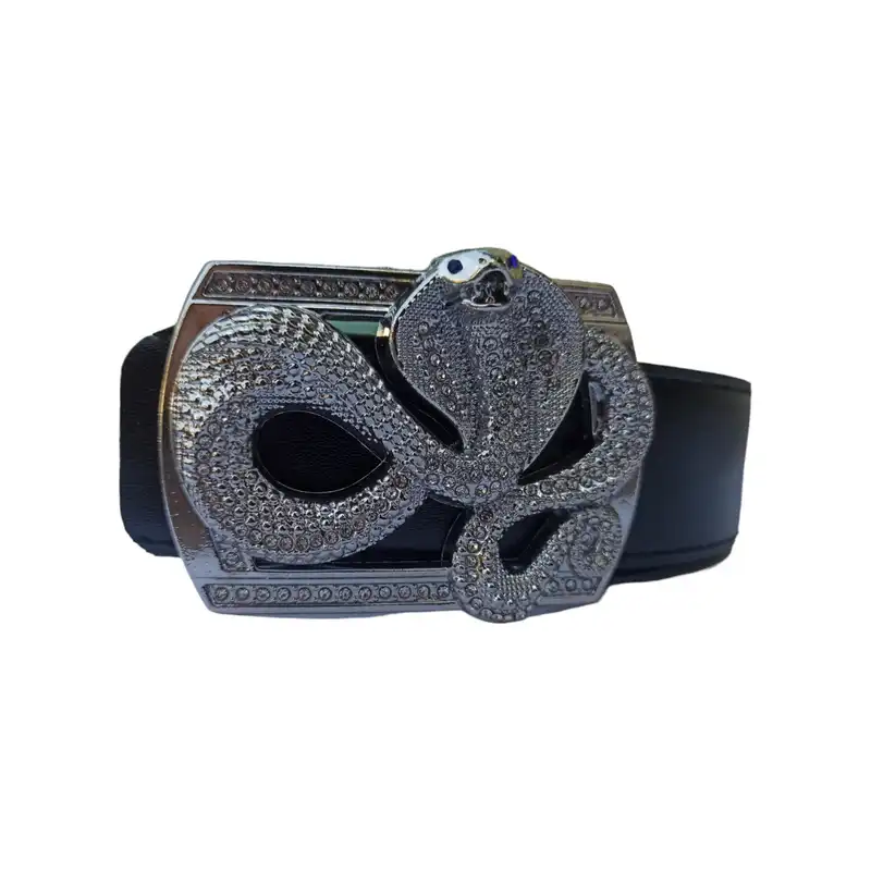 کمربند زنانه مدل ورنی سگک نگینی مار افعی