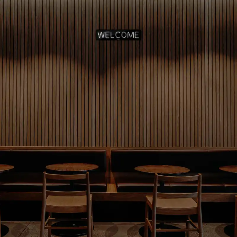 چراغ دیواری نئون دیزاین طرح Welcome-BL_WHT