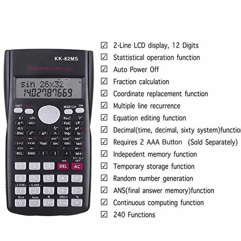 ماشین حساب کرونی مدل مهندسی کد KK-82ms
