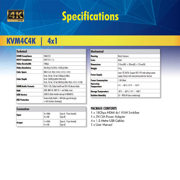 سوییچ  چهار پورت HDMI KVM مدل FN-K241