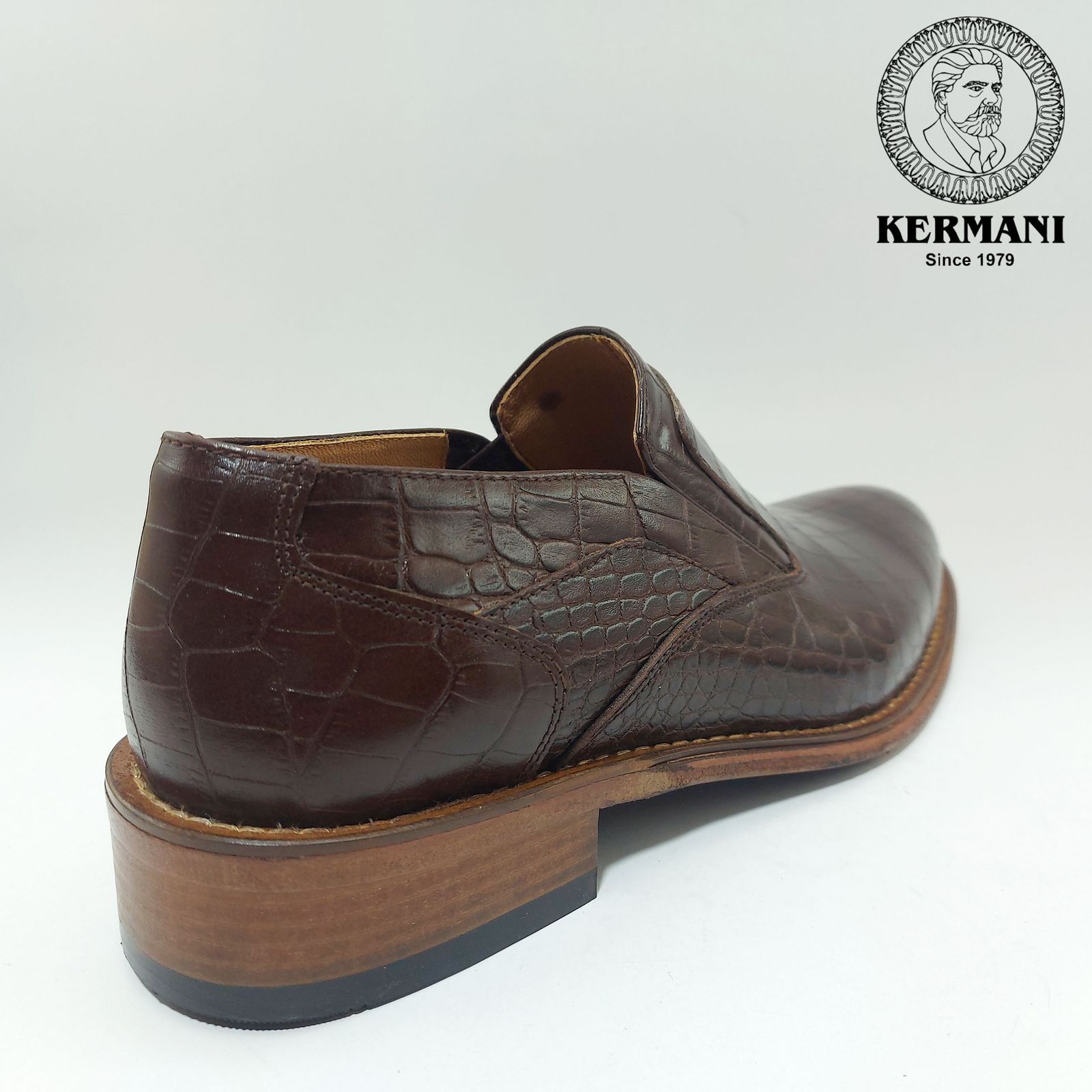 کفش مردانه کرمانی مدل تمام چرم دستدوز کد 350 رنگ قهوه ای -  - 2
