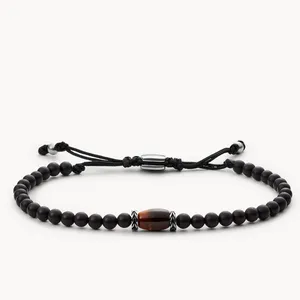 دستبند مردانه فسیل مدل Wellness Tigers Eye Beaded