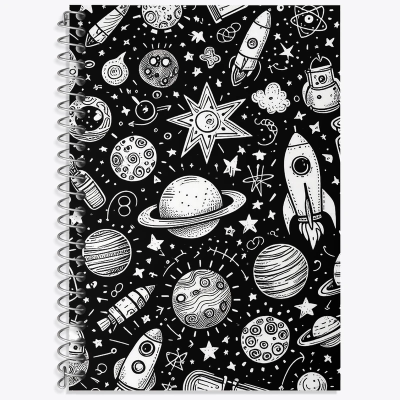 دفتر زبان 50 برگ خندالو مدل سه خط طرح فضایی کد N478