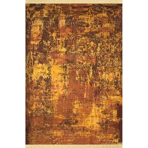 فرش ماشینی 700 شانه زمینه نارنجی حاشیه نارنجی مدل فرش W05