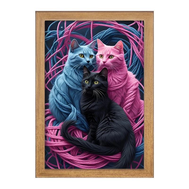 تابلو خندالو مدل گربه های رنگی کد F10056