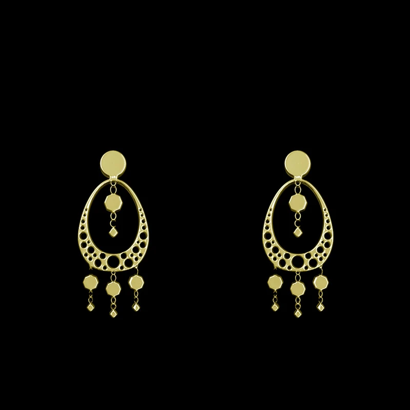 گوشواره طلا 18 عیار زنانه مدوپد مدل هندسی کد GA1-14774