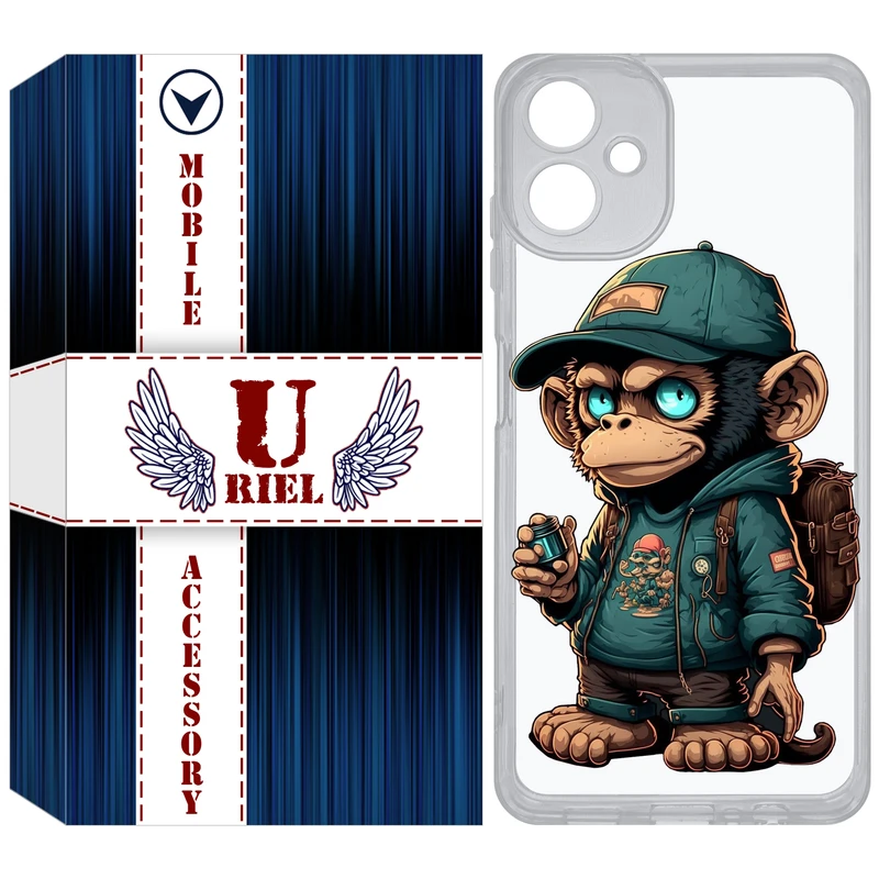 کاور یوریل مدل Clear کد 36 طرح میمون مناسب برای گوشی موبایل سامسونگ Galaxy A06