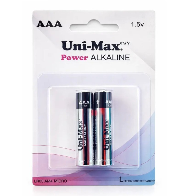باتری نیم قلمی یونی‌ مکس مدل POWER ALKALINE بسته ۲ عددی
