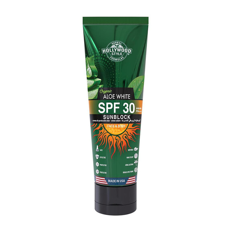 کرم ضد آفتاب بدون رنگ هالیوود استایل SPF 30 مدل آلوئه ورا مناسب انواع پوست حجم 100 میلی لیتر