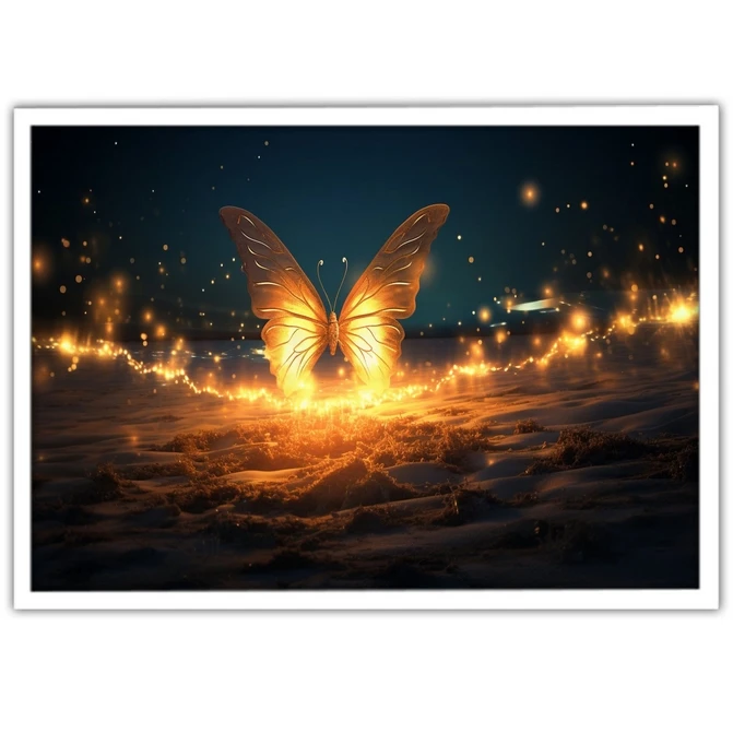 تابلو نوری بکلیت طرح دکوراتیو پروانه مدل W-MID-18430