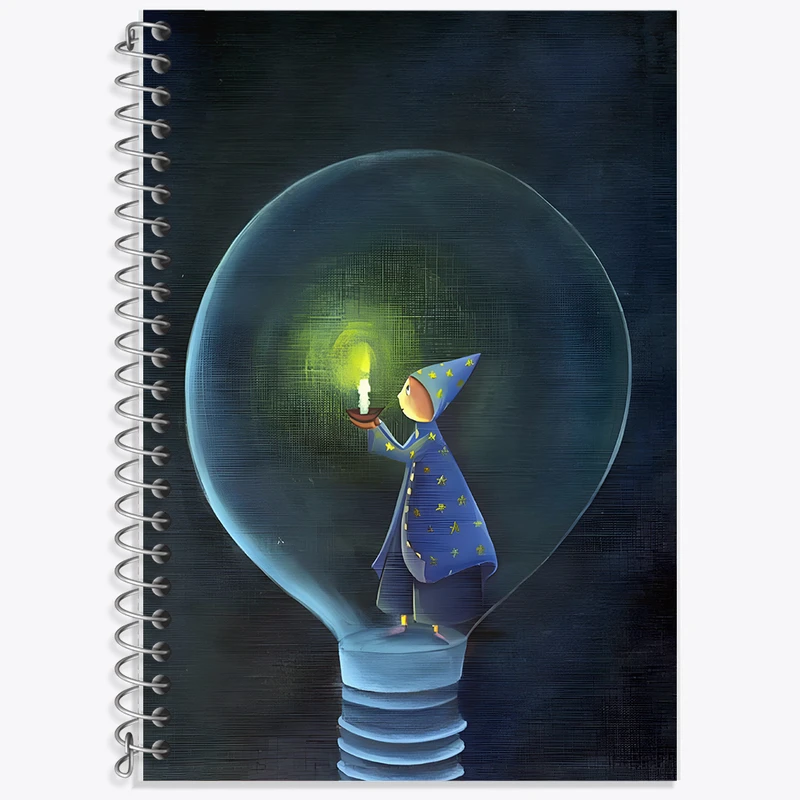 دفتر زبان 50 برگ خندالو مدل دو خط طرح چراغ راهنمای جادویی کد F8198