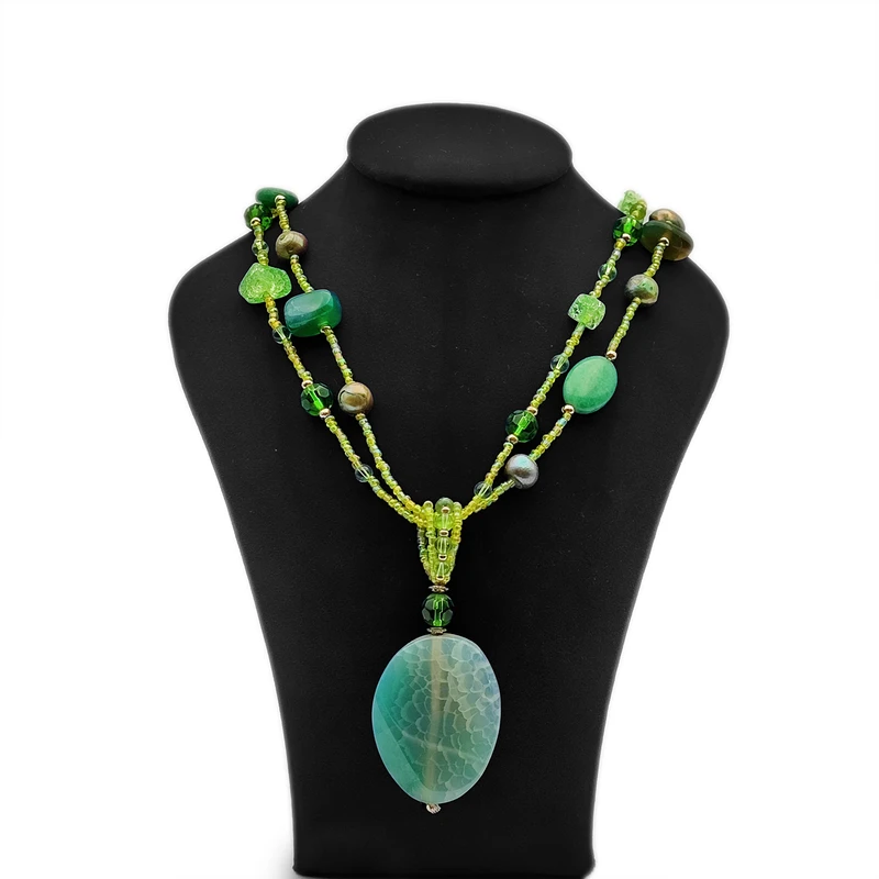 گردنبند زنانه مدل سنگ زمرد