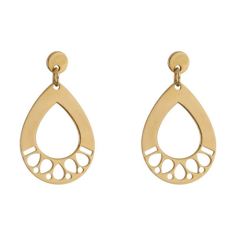 گوشواره طلا میخی 18 عیار زنانه پرسته مدل اشک کد WE675