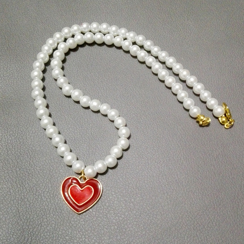 گردنبند دخترانه مدل مروارید طرح قلبی