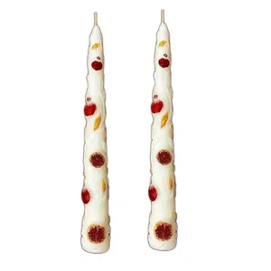 شمع دست ساز مدل قلمی انار سرخ یلدا مجموعه 2 عددی