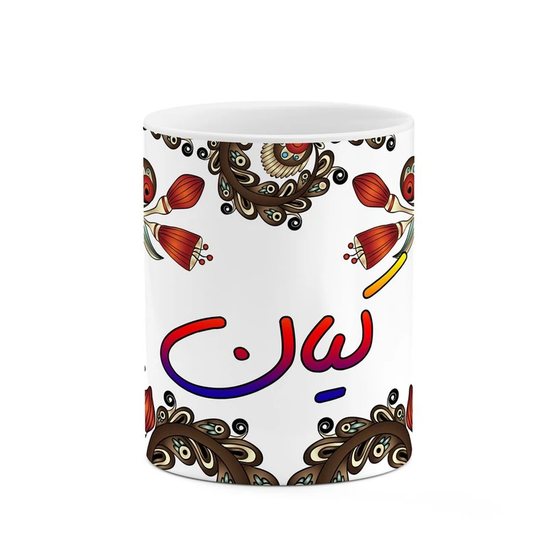 ماگ کاکتی مدل اسم کیان طرح سنتی گل و بته کد mgh46641