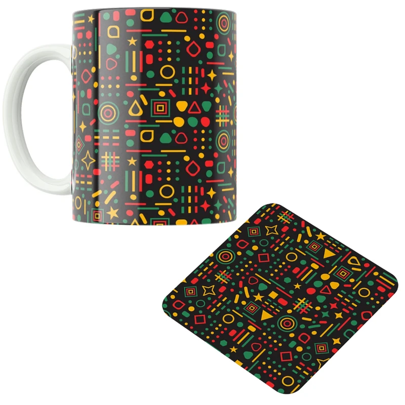 ماگ پاد آفرین مدل آفریقایی کد DKC547 به همراه زیر لیوانی